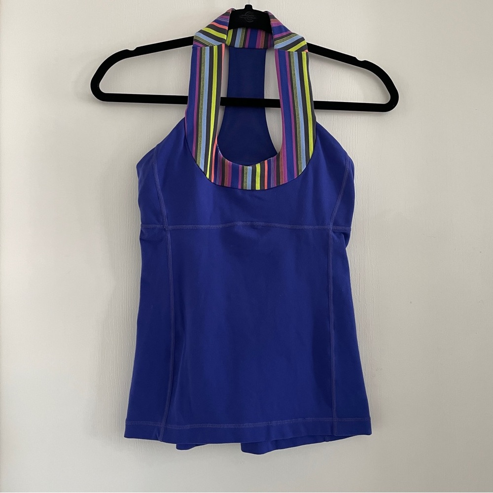 Lululemon Scoop Neck Tank in Purple with Multicolor Strap, Size 4